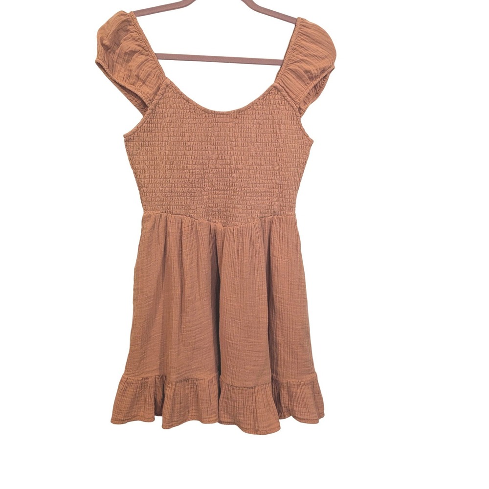 American Eagle By Payless Rust Orange Smocked Mini Dress